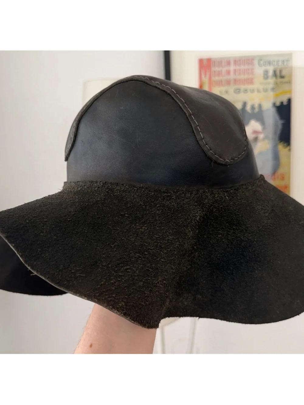 Unreal Vintage Genuine Leather Floppy Hat Stitching Detail - Picture 4 of 8
